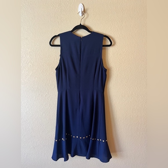 MICHAEL Michael Kors Navy Blue Studded Sleeveless Shift Dress - Picture 3 of 8